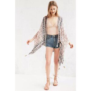 Bohemian Lightweight Kimono Cardigan With Tassels Beads Embroidery One Size